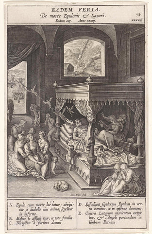 The Death of the Rich Man and of Lazarus, Johannes Wierix, 1593 Canvas Print