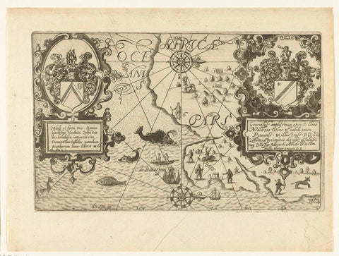 Map of Cape of Good Hope and Table Bay, 1601, anonymous, 1644 - 1646 Canvas Print