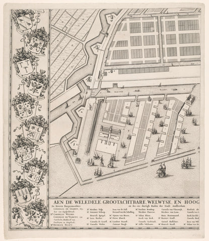 Map of Amsterdam with design and execution of the Fourth Explanation (fourth part), Julius Mülhüssen, 1721 - 1774 Canvas Print