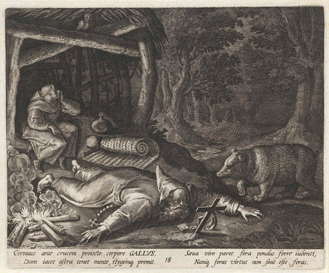 Saint Gallatius of Helvetia as a hermit, Raphaël Sadeler (I), 1594 Canvas Print