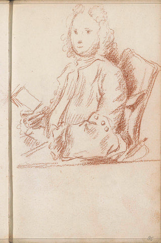 Sitting man with book, Petrus Johannes van Reysschoot, 1710 - 1772 Canvas Print