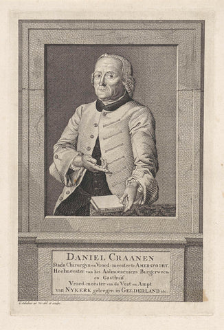 Portrait of Daniel Craanen, Gerard Sibelius, 1755- 1785 Canvas Print