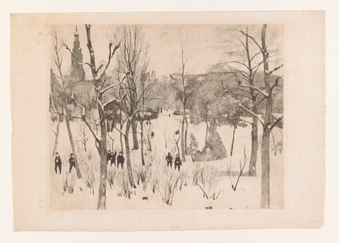 Children Playing in the Snow in the Oosterpark in Amsterdam, Willem Witsen, c. 1922 Canvas Print