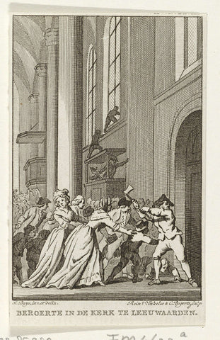 Panic in the Grote Kerk in Leeuwarden, 26 January 1785, Reinier Vinkeles (I), 1785 - 1795 Canvas Print