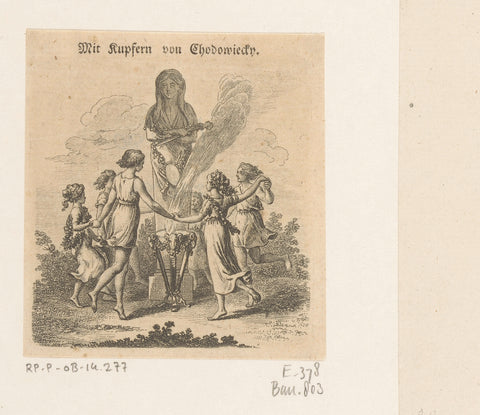 Children dance around a female herme that symbolizes foolishness, Daniel Nikolaus Chodowiecki, 1780 Canvas Print