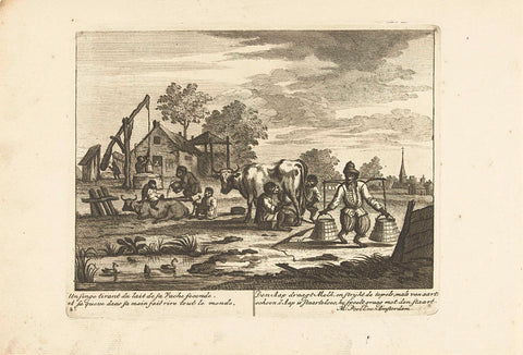 Melkende apen, ca. 1720, Matthijs Pool, 1720 Canvas Print