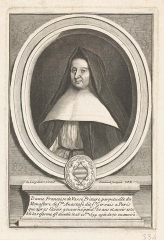 Portrait of Françoise de Vassé, Gerard Edelinck, 1694- 1707 Canvas Print