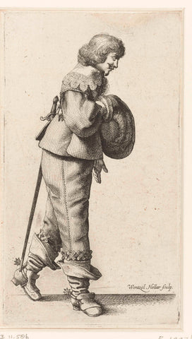 Standing man makes a bow, Wenceslaus Hollar, 1627 - 1636 Canvas Print