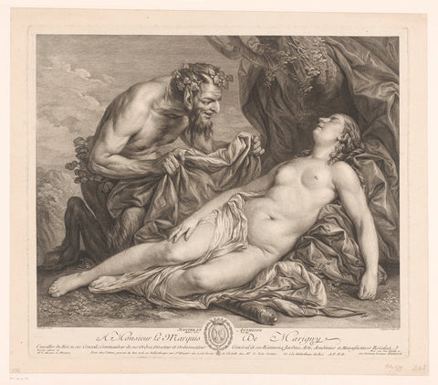 Jupiter en Antiope, Etienne Fessard, 1758 Canvas Print