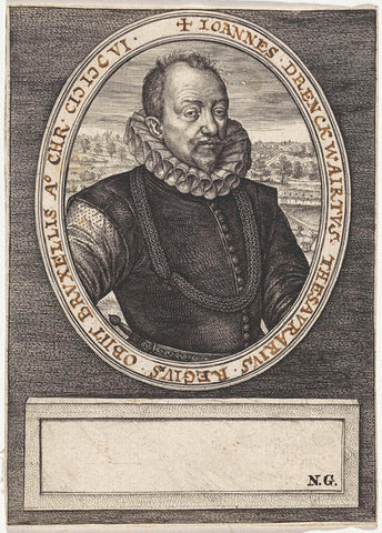 Portrait of Johan van Drenckwaert, Johannes Wierix (attributed to), 1606 Canvas Print