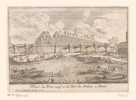 View of the Pont Neuf, Israel Silvestre, 1631 - 1691 Canvas Print