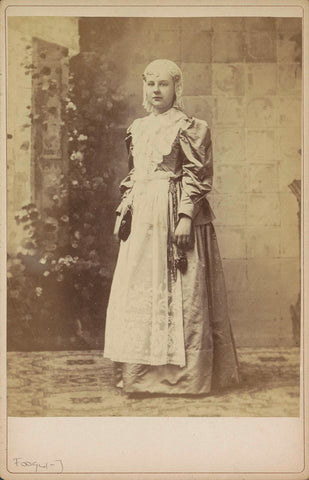 Portrait of Princess Wilhelmina, standing in Frisian costume, anonymous, c. 1892 - c. 1893 Canvas Print