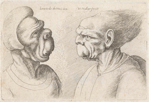 Two malformed heads, Wenceslaus Hollar, 1645 Canvas Print