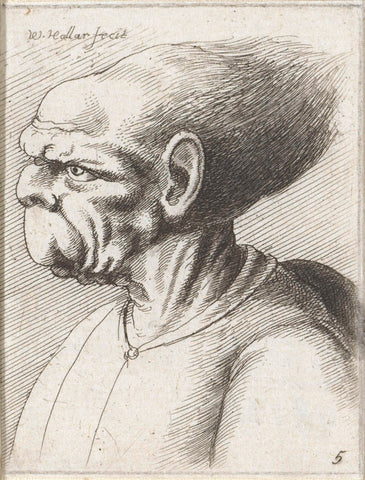 Misvormde mannenkop, Wenceslaus Hollar, 1645 Canvas Print