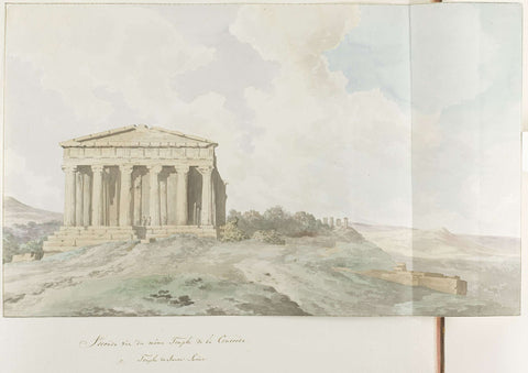 Concorde temple in walls of the old Agrigentum, Louis Ducros, 1778 Canvas Print