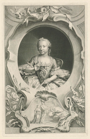 Portret van Carolina, prinses van Oranje-Nassau, Jacob Houbraken, 1752 - 1754 Canvas Print