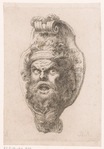 Mascaron with bearded man's head, Christian Bernhard Rode, 1735 - 1797 Canvas Print