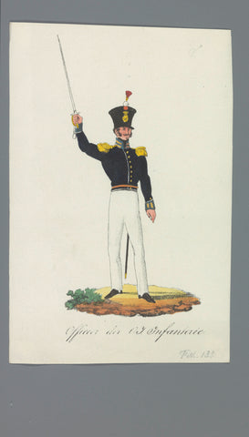 Officier der O.I. Infanterie, Albertus Verhoesen (attributed to), 1835 - 1850 Canvas Print