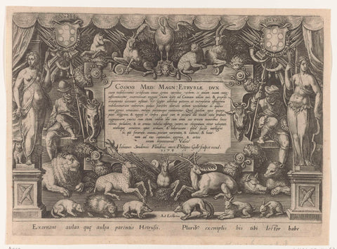 Titelprent van de serie In quibus omne genus venationis, aucupij, piscatusque, Philips Galle, 1578 Canvas Print