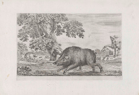 Hunting of wild boar, Stefano della Bella, 1620 - 1664 Canvas Print