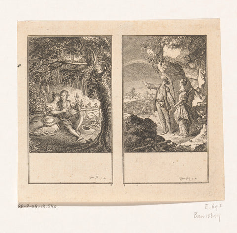 Two scenes from the Idylls by Salomon Gessner, Daniel Nikolaus Chodowiecki, 1771 Canvas Print