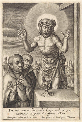 Blood of Christ collected in quirky, Hieronymus Wierix, 1563 - before 1619 Canvas Print