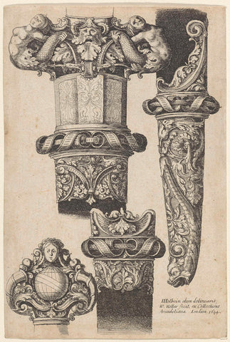 Ornamenteel ontwerp voor een dolk en schede, Wenceslaus Hollar, 1644 Canvas Print