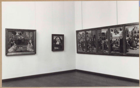 Corner of a room with paintings, on the right five of the seven works of mercy, 1961 Canvas Print