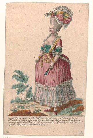 Gallerie des Modes et Costumes Français, 1785, nr. 6, nr.12, Kopie naar P 86 : Young Lady dressed at the Austrasienn (...)., Pierre Gleich (possibly), c. 1785 Canvas Print