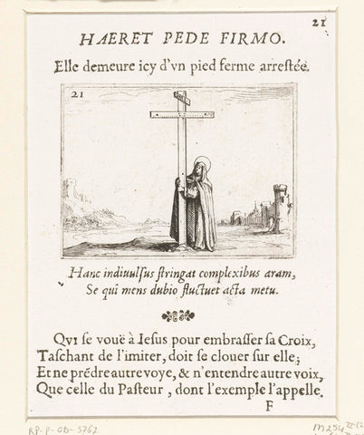 Female holy one at the cross, Jacques Callot, 1646 Canvas Print