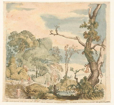 Landscape with trees, Esaias van de Velde, after 1688 - 1799 Canvas Print