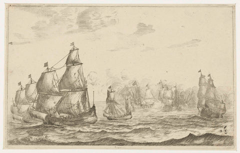 Battle of the Sea, Reinier Nooms, 1652 - 1726 Canvas Print