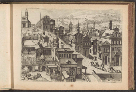 View of a city in a bird's eye view with a street that goes uphill, Johannes or Lucas van Doetechum, 1601 Canvas Print