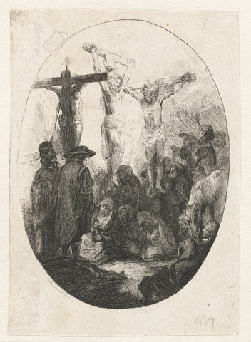 Christ crucified between the two thieves: an oval plate, anonymous, after 1641 Canvas Print