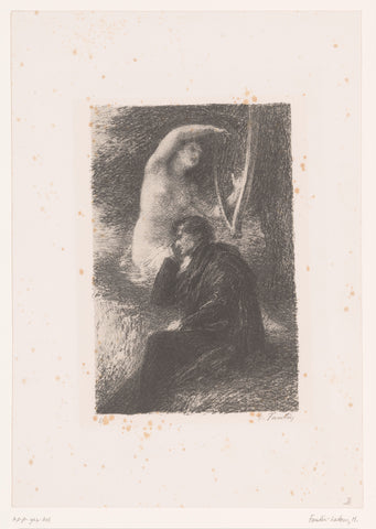 Lélio listens to the sounds of a harp, Henri Fantin-Latour, 1888 Canvas Print