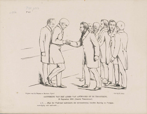 Cartoon with the ministers Rochussen and Van Hall, 1860, Johan Michaël Schmidt Crans, 1860 Canvas Print