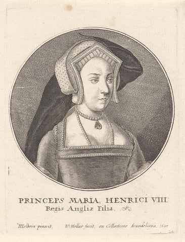 Portrait of Maria Tudor, Queen of England, Wenceslaus Hollar, 1647 Canvas Print