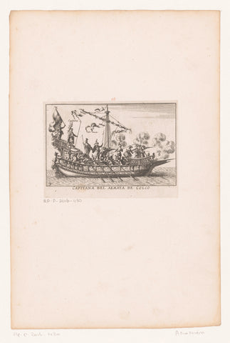 Ship with shooting soldiers and captain, anonymous, 1624 - 1631 Canvas Print