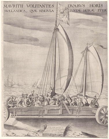 Sailing wagon of Simon Stevin (middle plate), 1602, Willem Isaacsz. of Swanenburg, 1652 Canvas Print