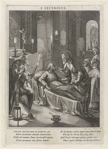 Revival of the priest Silvanus by Saint Severinus, Raphaël Sadeler (I), 1615 Canvas Print