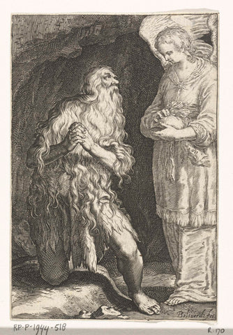 Saint Onyphrius the Great as hermit with angel, Boetius Adamsz. Bolswert, 1619 Canvas Print