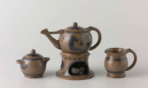 Tea set of stoneware with salt glaze, Joseph Mendes da Costa (1863-1939), 1901 Canvas Print