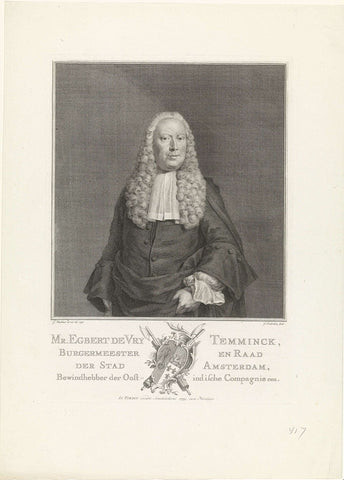 Portrait of Egbert de Vrij Temminck, Jacob Houbraken, 1759 Canvas Print