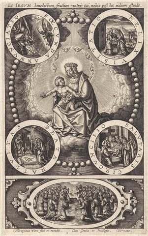 Maria met het Christuskind op schoot, Hieronymus Wierix, 1611 - before 1619 Canvas Print