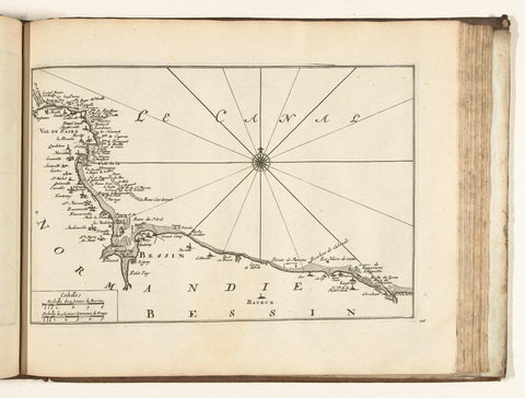 Map of the French coast between Barfleur and Bayeux, 1726, anonymous, 1726 Canvas Print