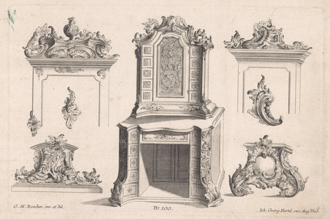 Cabinet and frames, anonymous, 1705 - 1775 Canvas Print