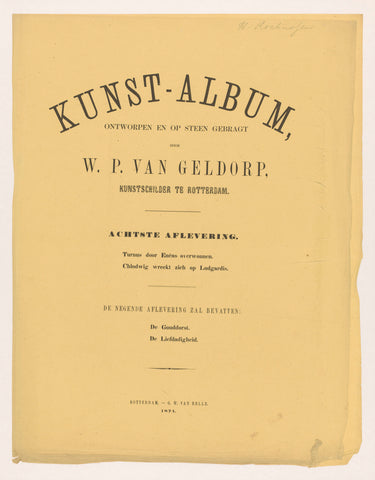 Cover for Art-Album by W. P. van Geldorp eighth episode 1871, Wilhelmus Petrus van Geldorp, 1871 Canvas Print