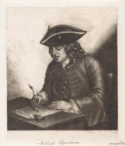 Portrait of a writing man at a desk, possibly Pieter Louw, John Greenwood, 1758 Canvas Print