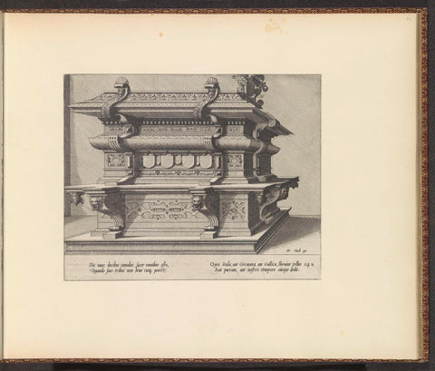 Funerary monument with lion heads on consoles, Johannes or Lucas van Doetechum, 1563 Canvas Print