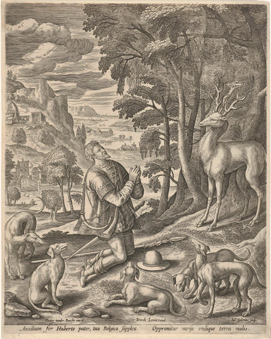 Saint Hubertus, Julius Goltzius, 1609 - after 1666 Canvas Print